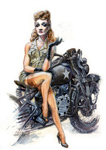 Marlene and her Harley Davidson XA.